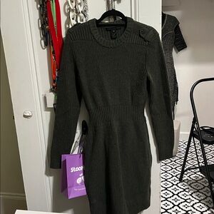 Marc By Marc Jacobs Dark Green Long Sleeve Wool Dress Size M